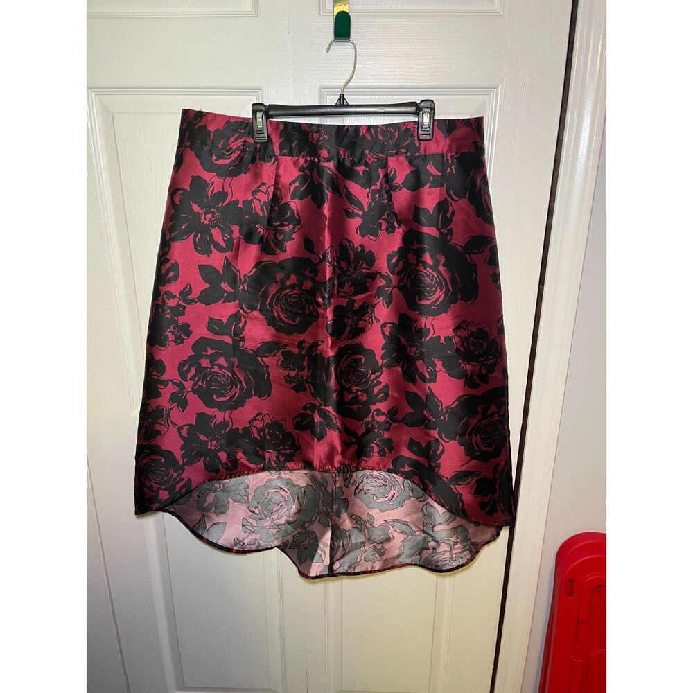 Maurices Plus Size 1 Burgundy Floral High Low Midi Skirt